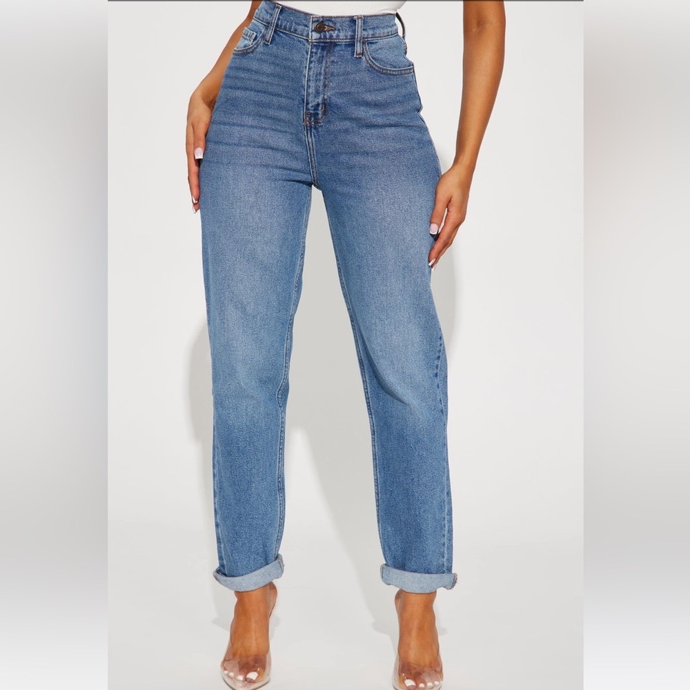 Medium Blue High Waisted Mom Jeans